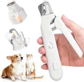 2-in-1 Dog Nail Clippers & Grinder with LED Light, Quiet Electric Pet Nail Trimmer for Large Medium Small Dogs Cats
